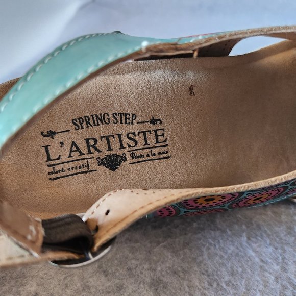 L'Artiste Spring Step Erice Sandal Slingback Buckle Leather Blue Pink - Picture 11 of 12